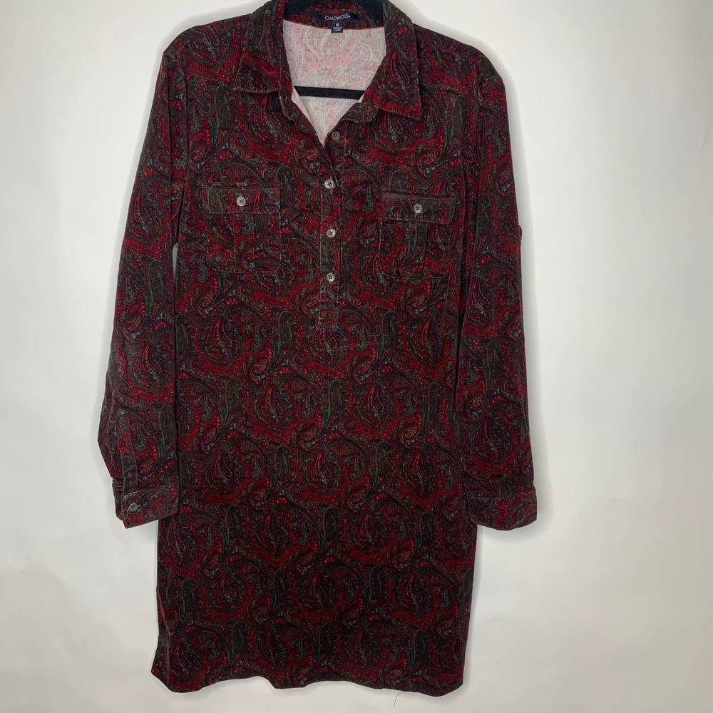 Chadwicks Red and Black Paisley Midi Dress